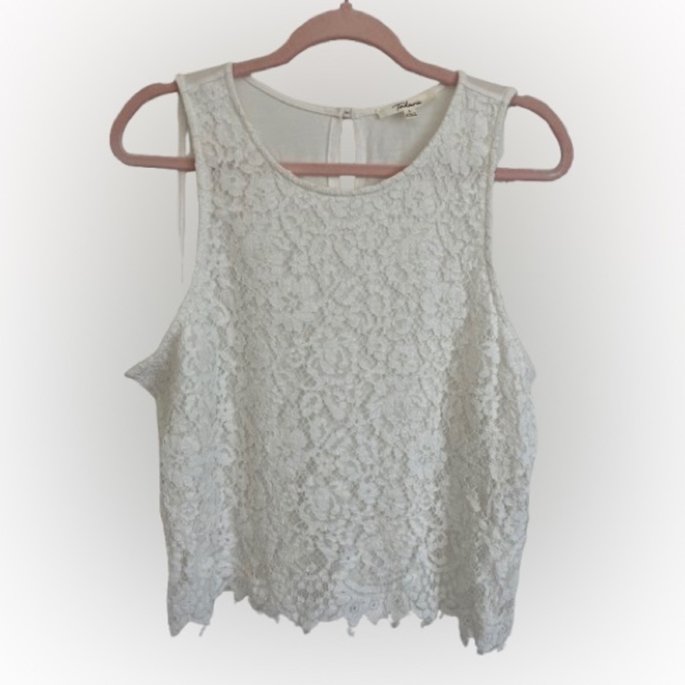 Takara White Lace Tank Top Blouse Size L